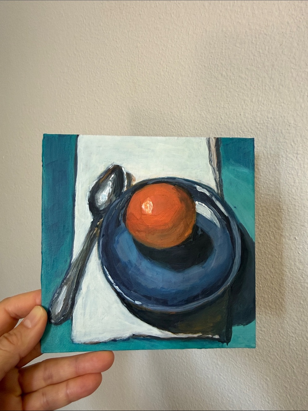 Blue Plate with Orange Still Life Wall Art - Home Art